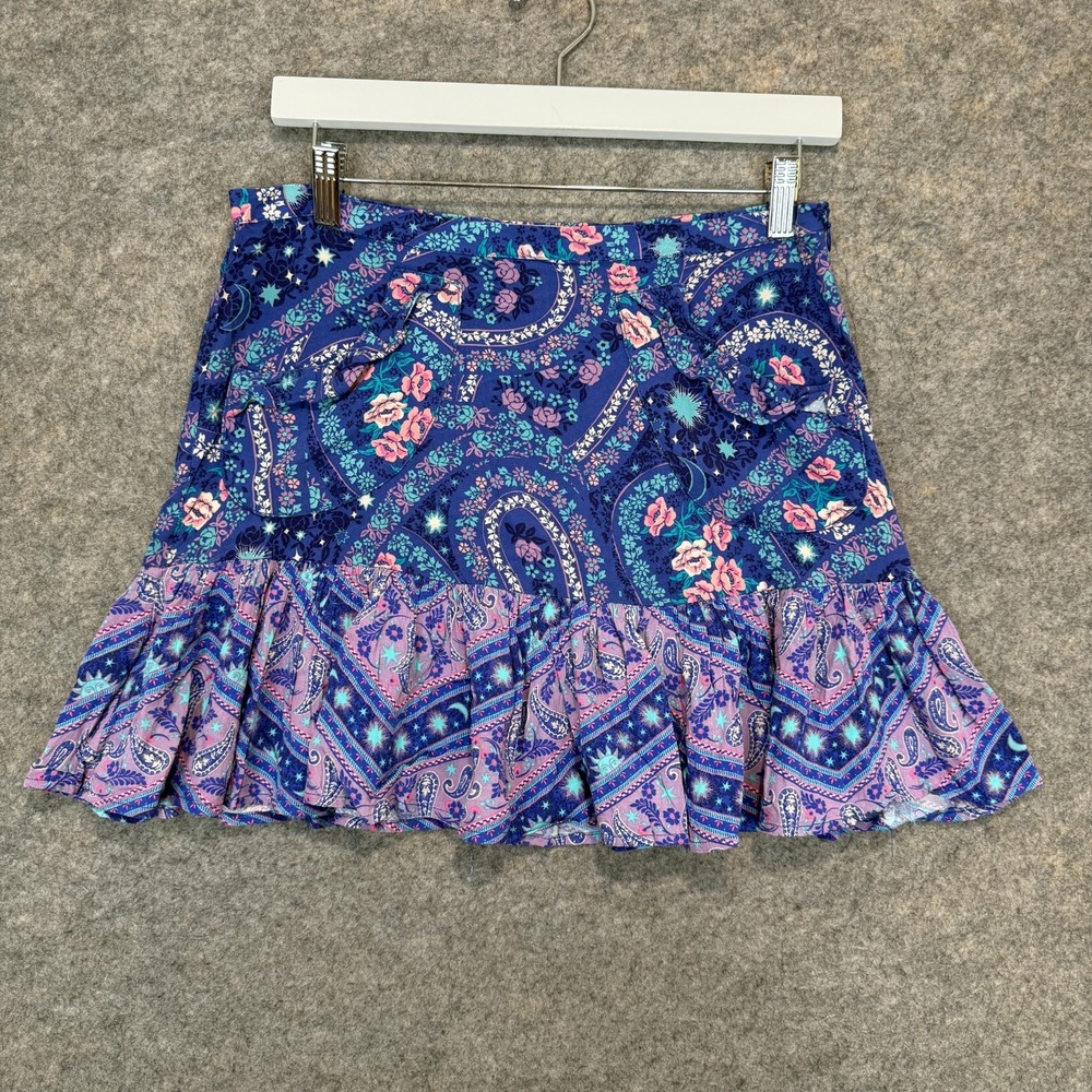 Spell & The Gypsy Collective City Lights Mini Skirt Womens Large Paisley Ruffled
